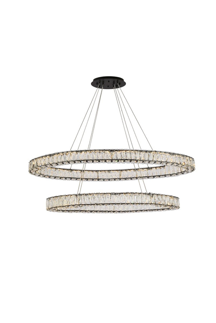 48 Inch Led Oval Double Ring Pendant In Black