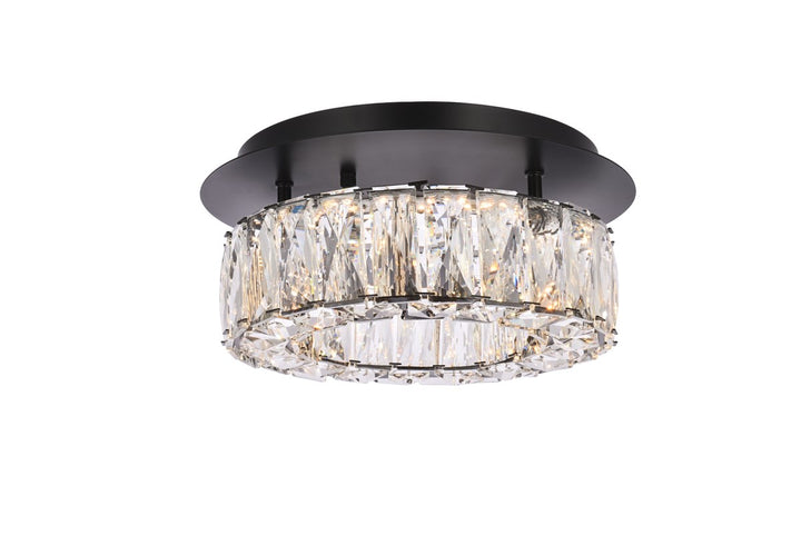 12 Inch Led Single Flush Mount In Black by Elegant Lighting