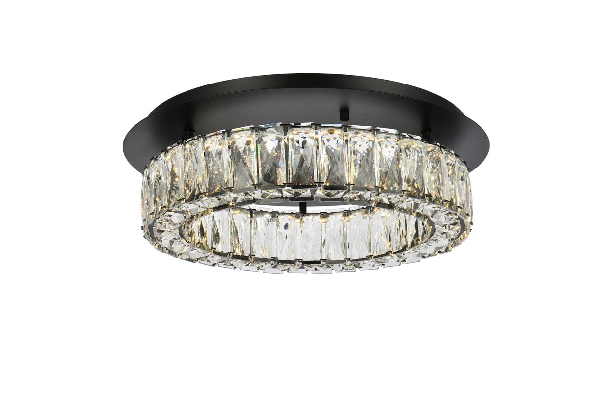 18 Inch Led Single Flush Mount In Black by Elegant Lighting