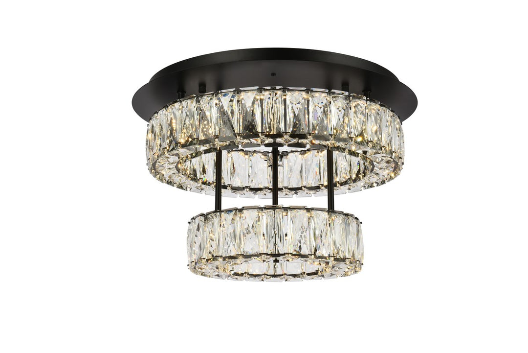 18 Inch Led Double Flush Mount In Black by Elegant Lighting