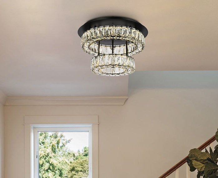 18 Inch Led Double Flush Mount In Black