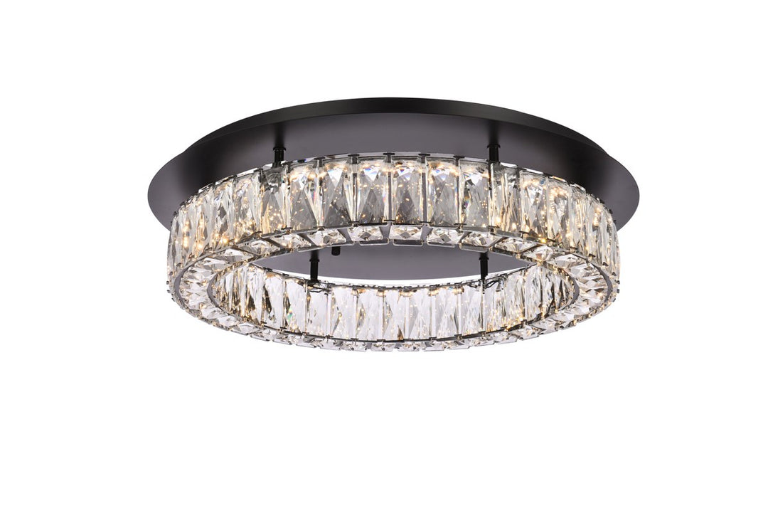22 Inch Led Single Flush Mount In Black by Elegant Lighting