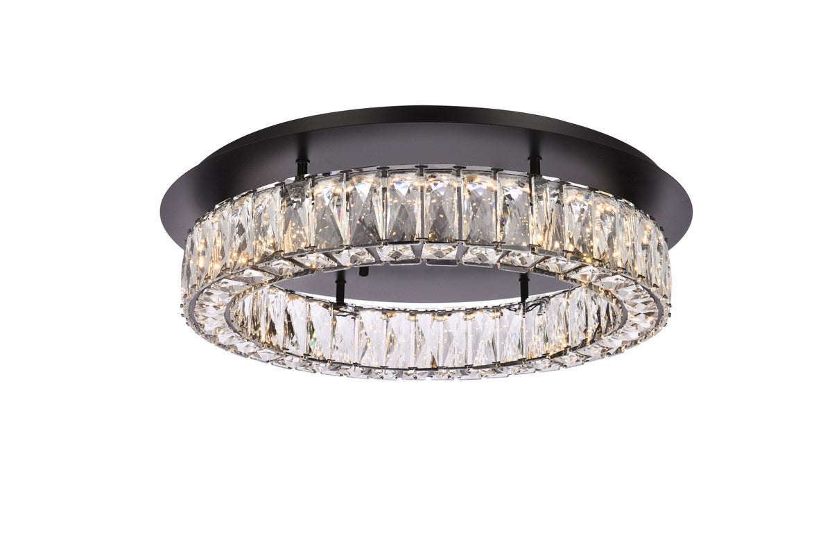 22 Inch Led Single Flush Mount In Black by Elegant Lighting