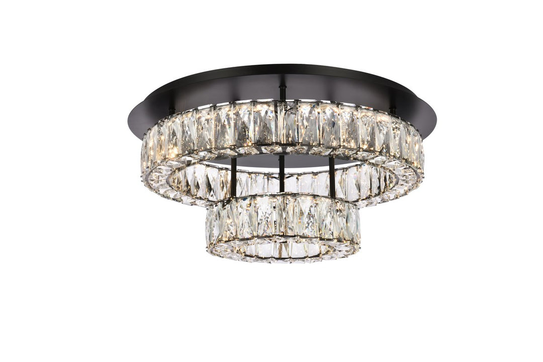 22 Inch Led Double Flush Mount In Black by Elegant Lighting