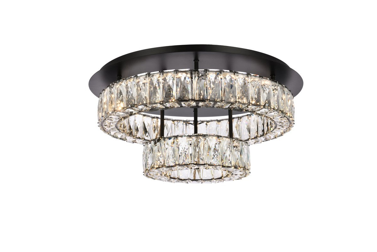 22 Inch Led Double Flush Mount In Black by Elegant Lighting
