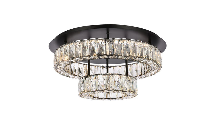 22 Inch Led Double Flush Mount In Black by Elegant Lighting