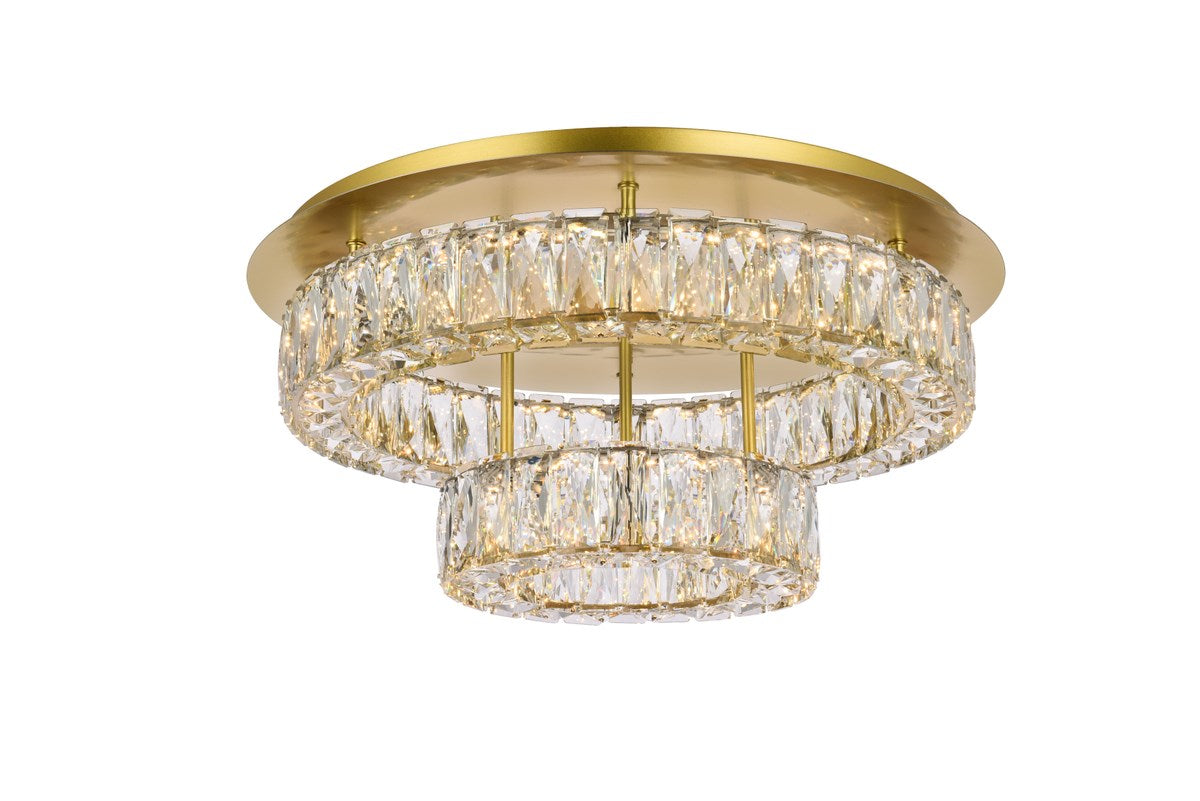 22 Inch Led Double Flush Mount In Gold by Elegant Lighting