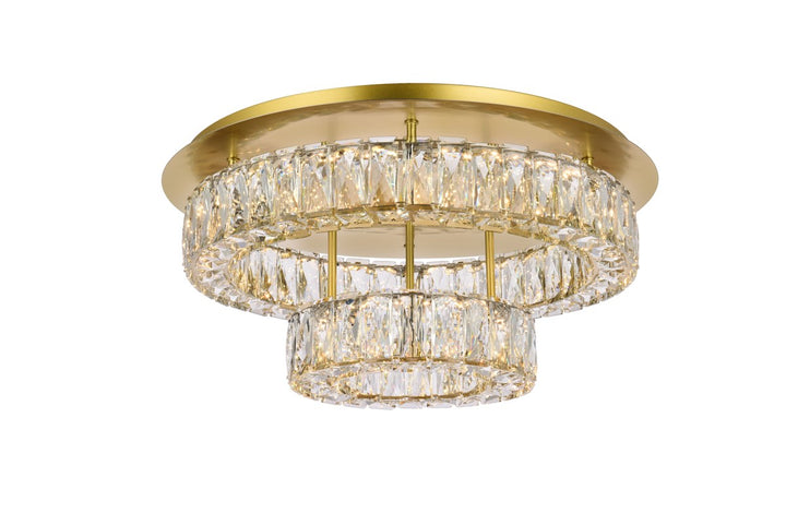 22 Inch Led Double Flush Mount In Gold by Elegant Lighting