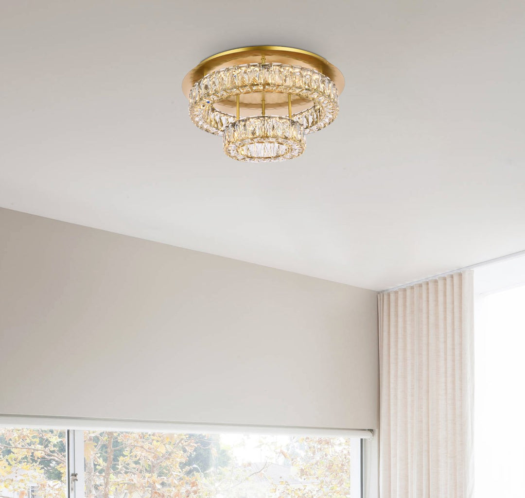 22 Inch Led Double Flush Mount In Gold