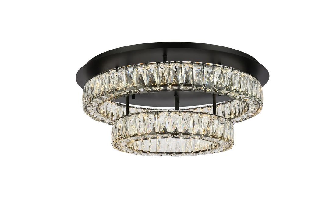 26 Inch Led Double Flush Mount In Black by Elegant Lighting
