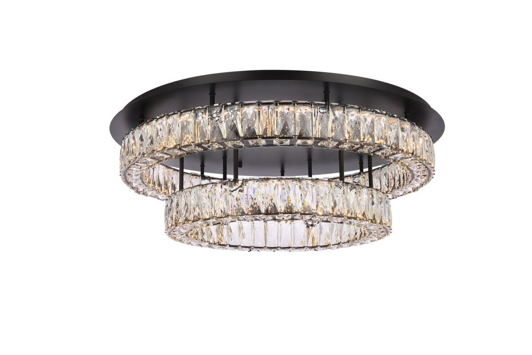 30 Inch Led Double Flush Mount In Black by Elegant Lighting