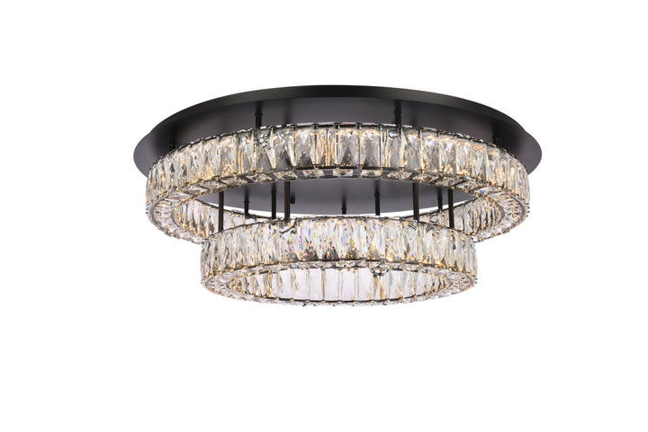 30 Inch Led Double Flush Mount In Black by Elegant Lighting