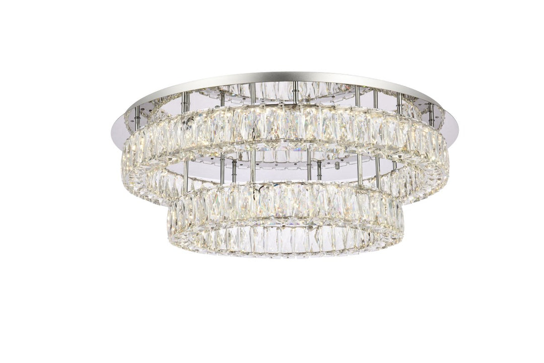 30 Inch Led Double Flush Mount In Chrome by Elegant Lighting