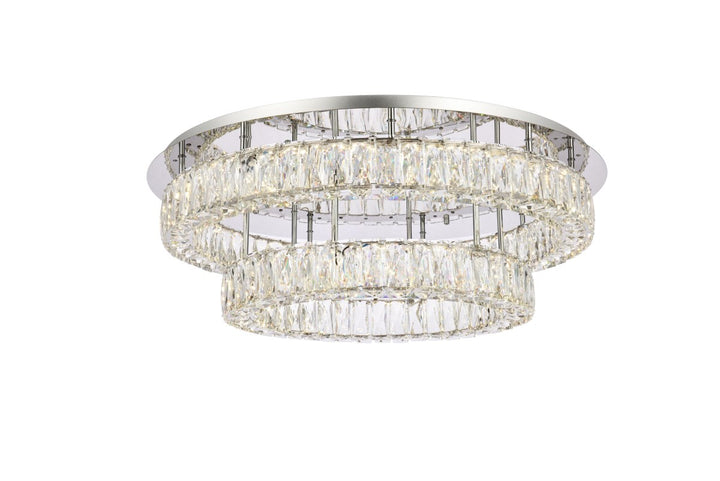 30 Inch Led Double Flush Mount In Chrome by Elegant Lighting