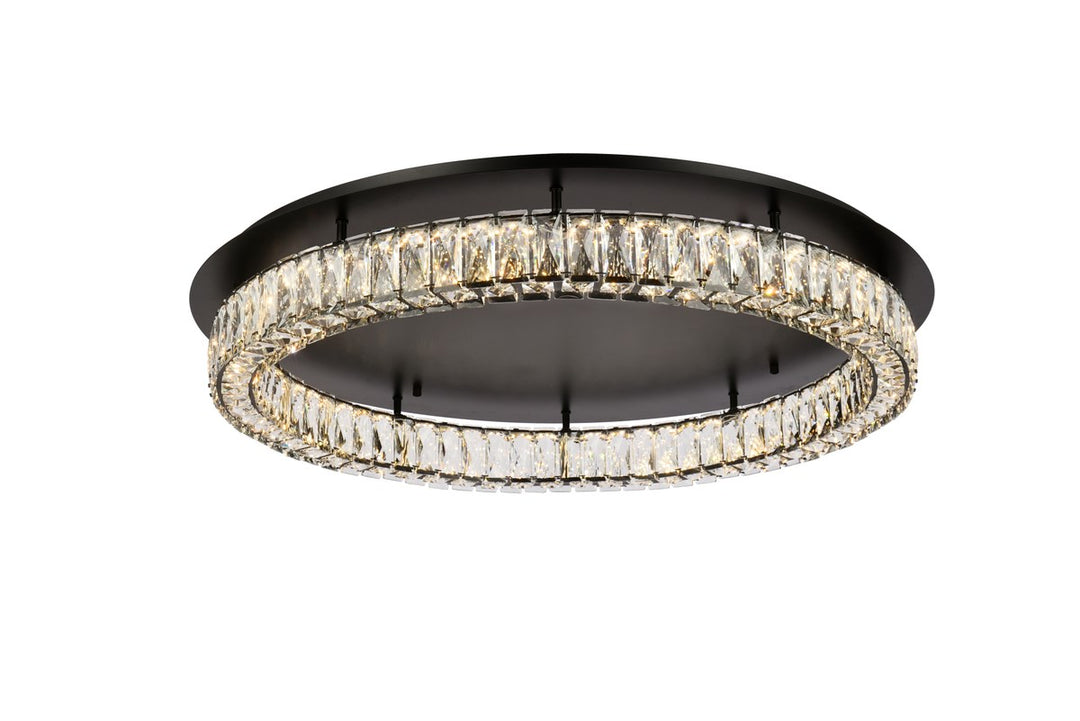 33 Inch Led Single Flush Mount In Black by Elegant Lighting