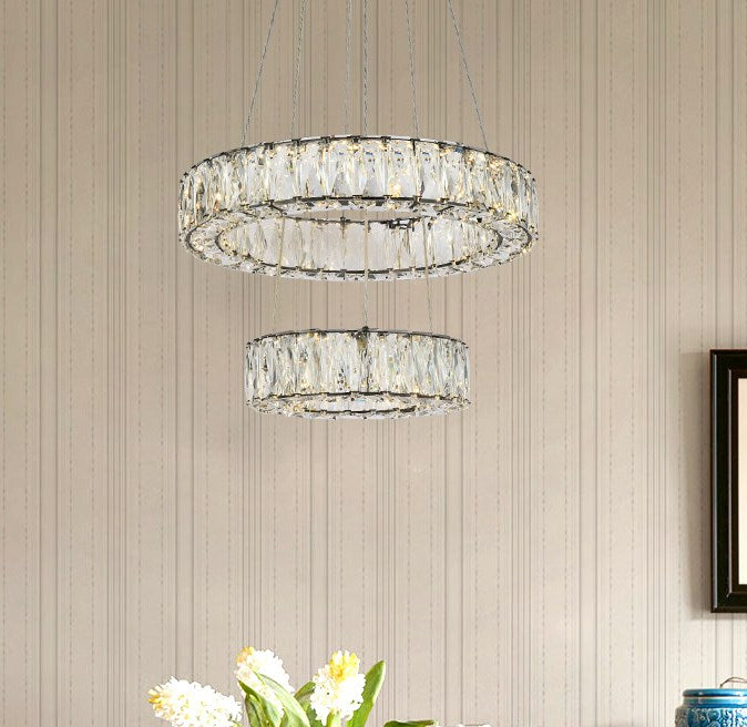 18 Inch Led Two Ring Pendant In Black