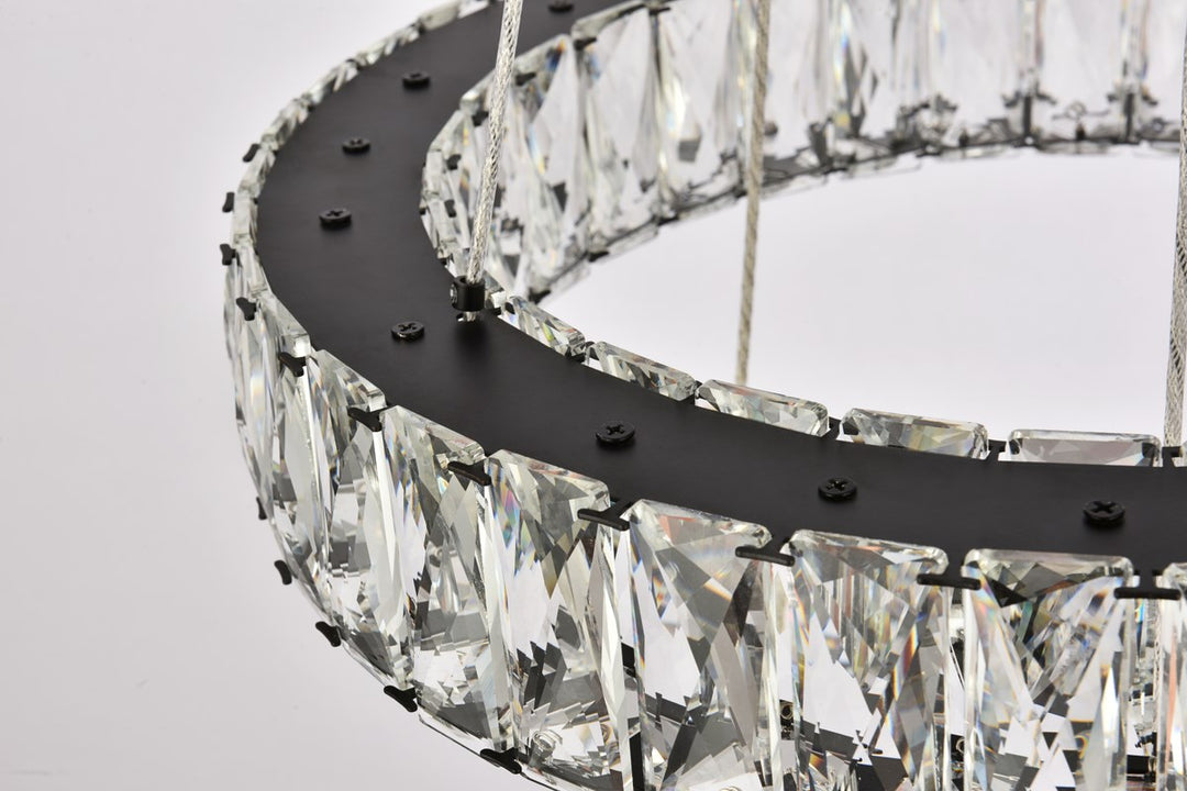 18 Inch Led Two Ring Pendant In Black