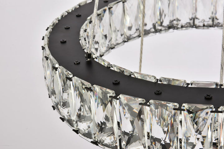 18 Inch Led Two Ring Pendant In Black