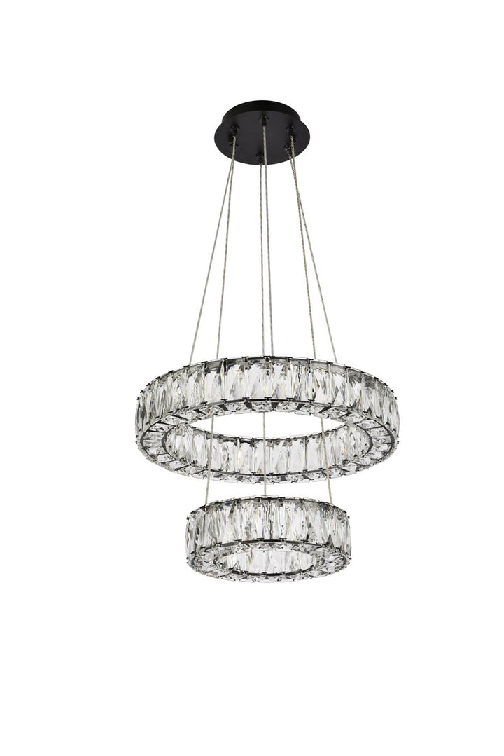18 Inch Led Two Ring Pendant In Black