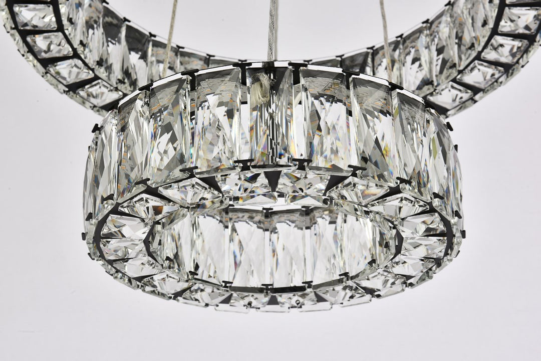 18 Inch Led Two Ring Pendant In Black