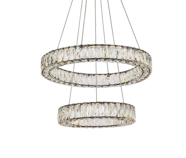 24 Inch Led Double Ring Pendant In Black