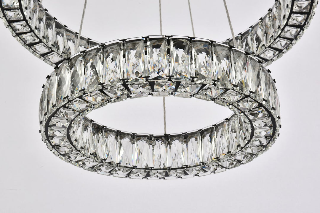 24 Inch Led Double Ring Pendant In Black