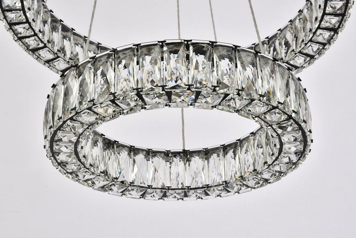 24 Inch Led Double Ring Pendant In Black