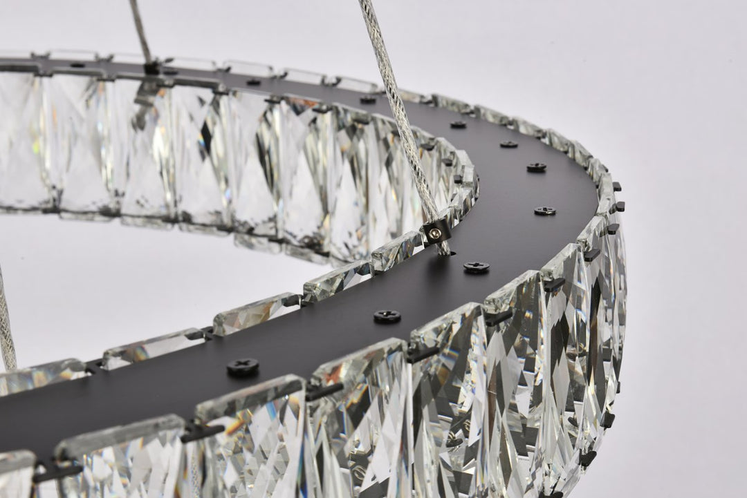 24 Inch Led Double Ring Pendant In Black
