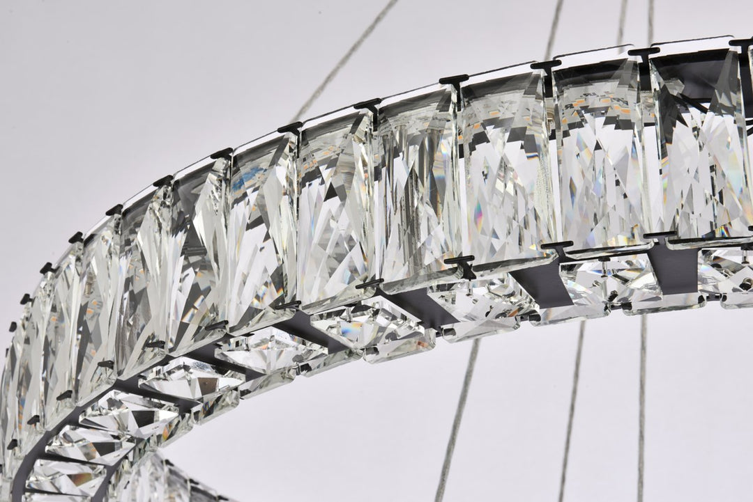 28 Inch Led Double Ring Chandelier In Black