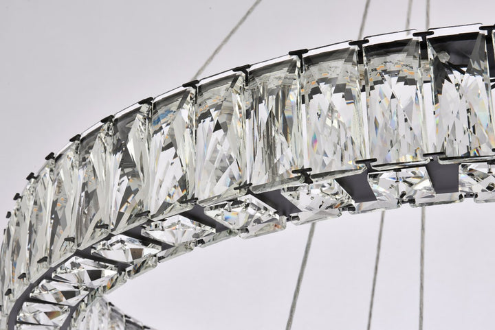 28 Inch Led Double Ring Chandelier In Black