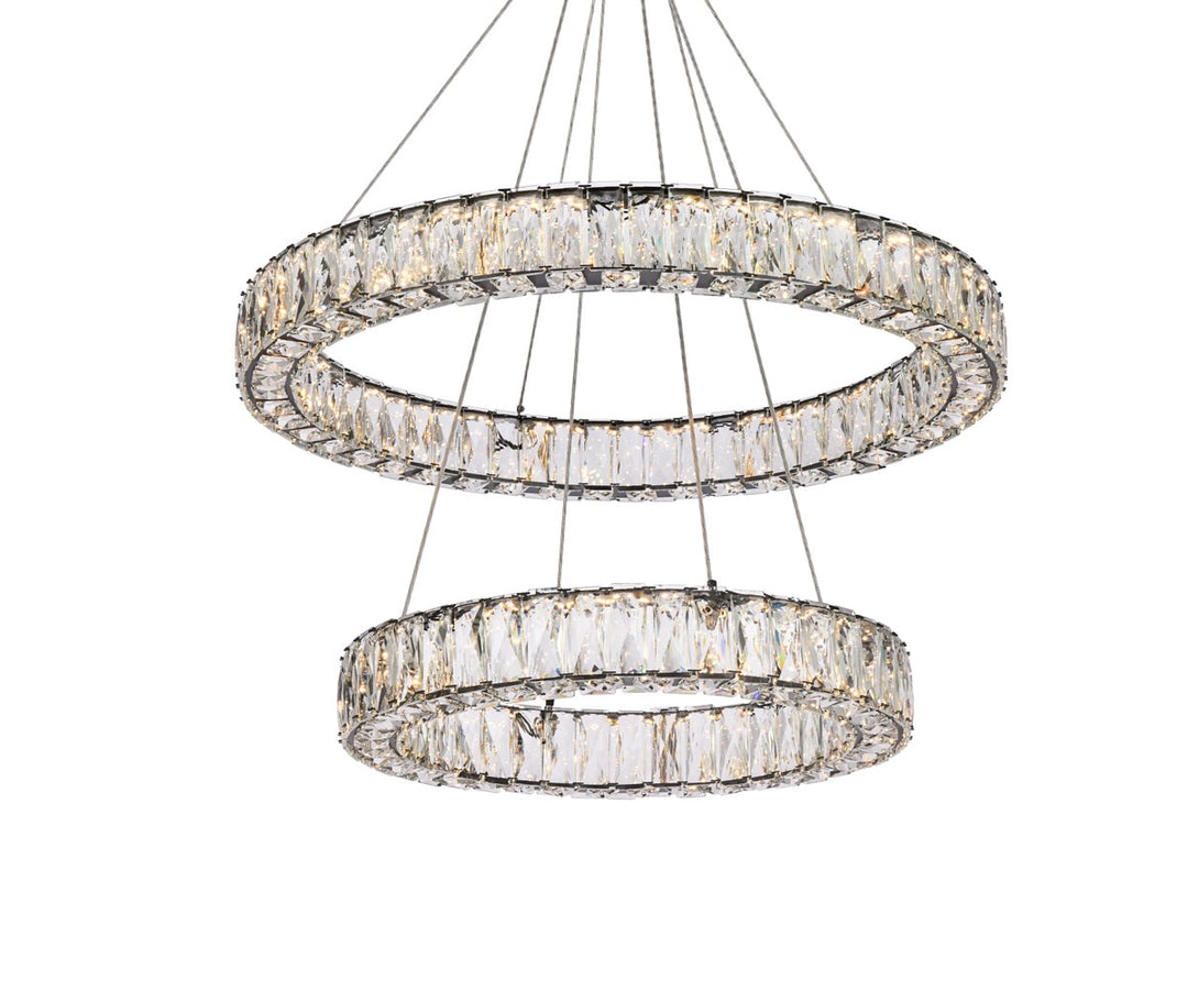 28 Inch Led Double Ring Chandelier In Black