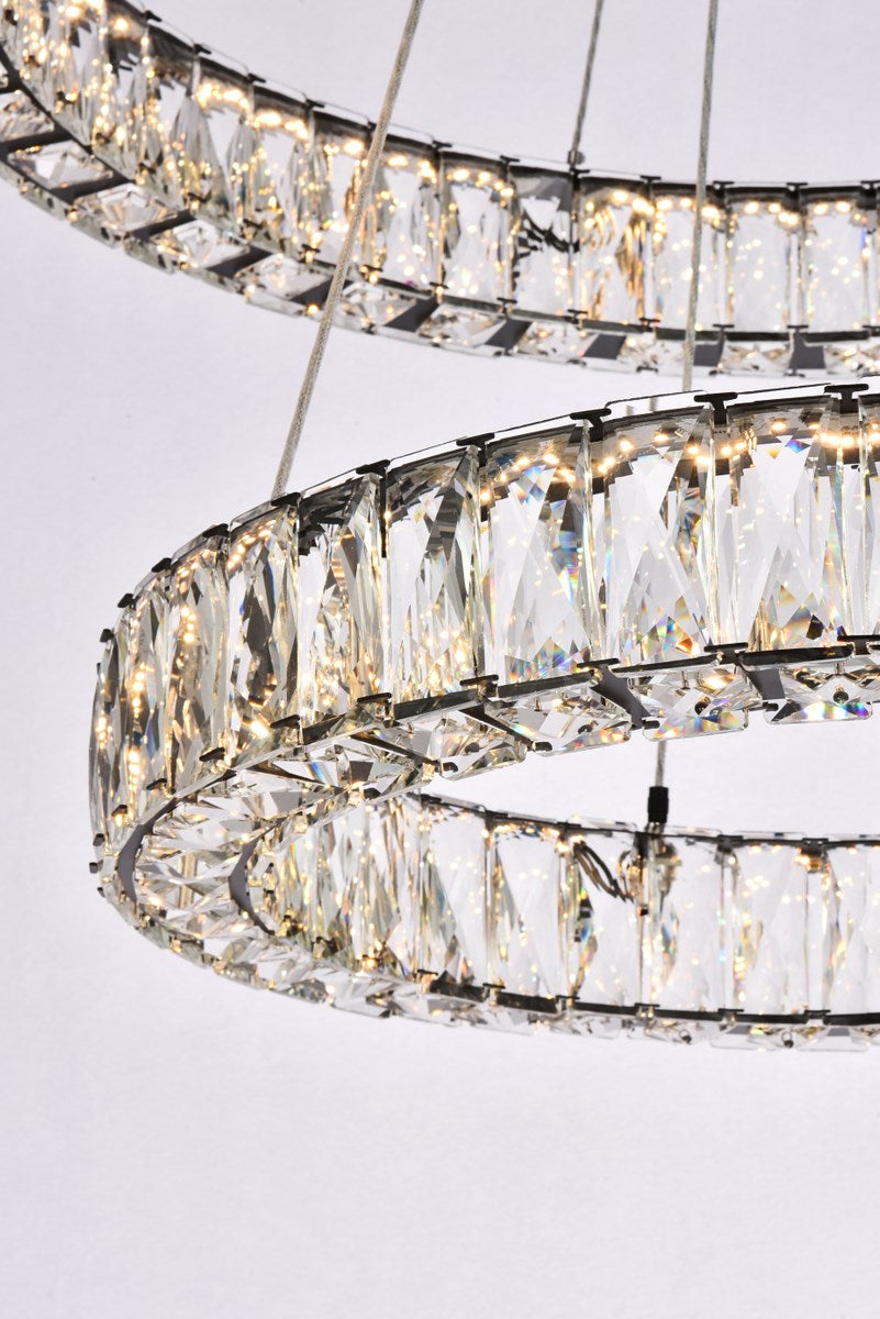28 Inch Led Double Ring Chandelier In Black