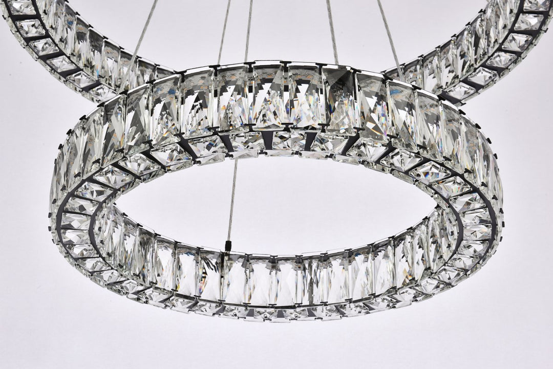 28 Inch Led Double Ring Chandelier In Black