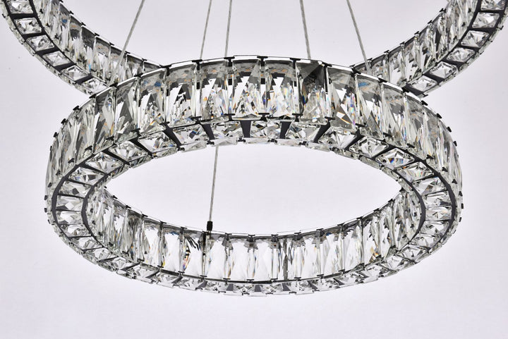 28 Inch Led Double Ring Chandelier In Black