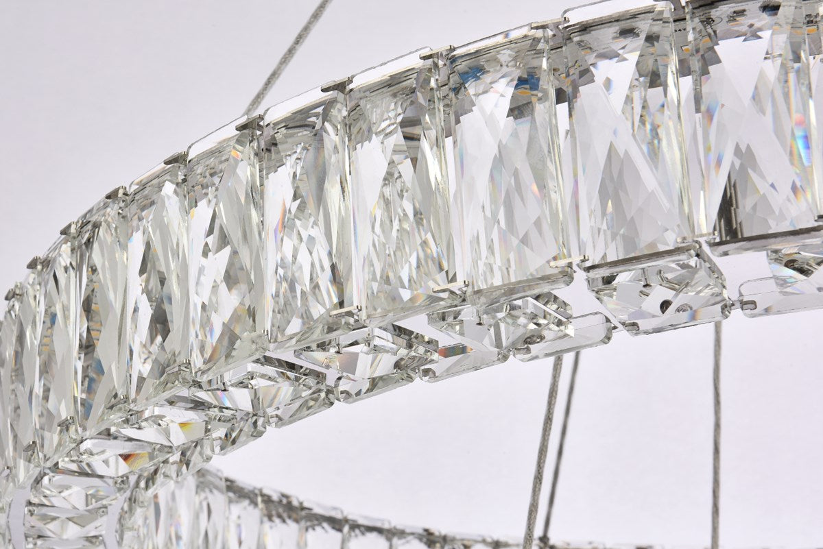 28 Inch Led Double Ring Chandelier In Chrome