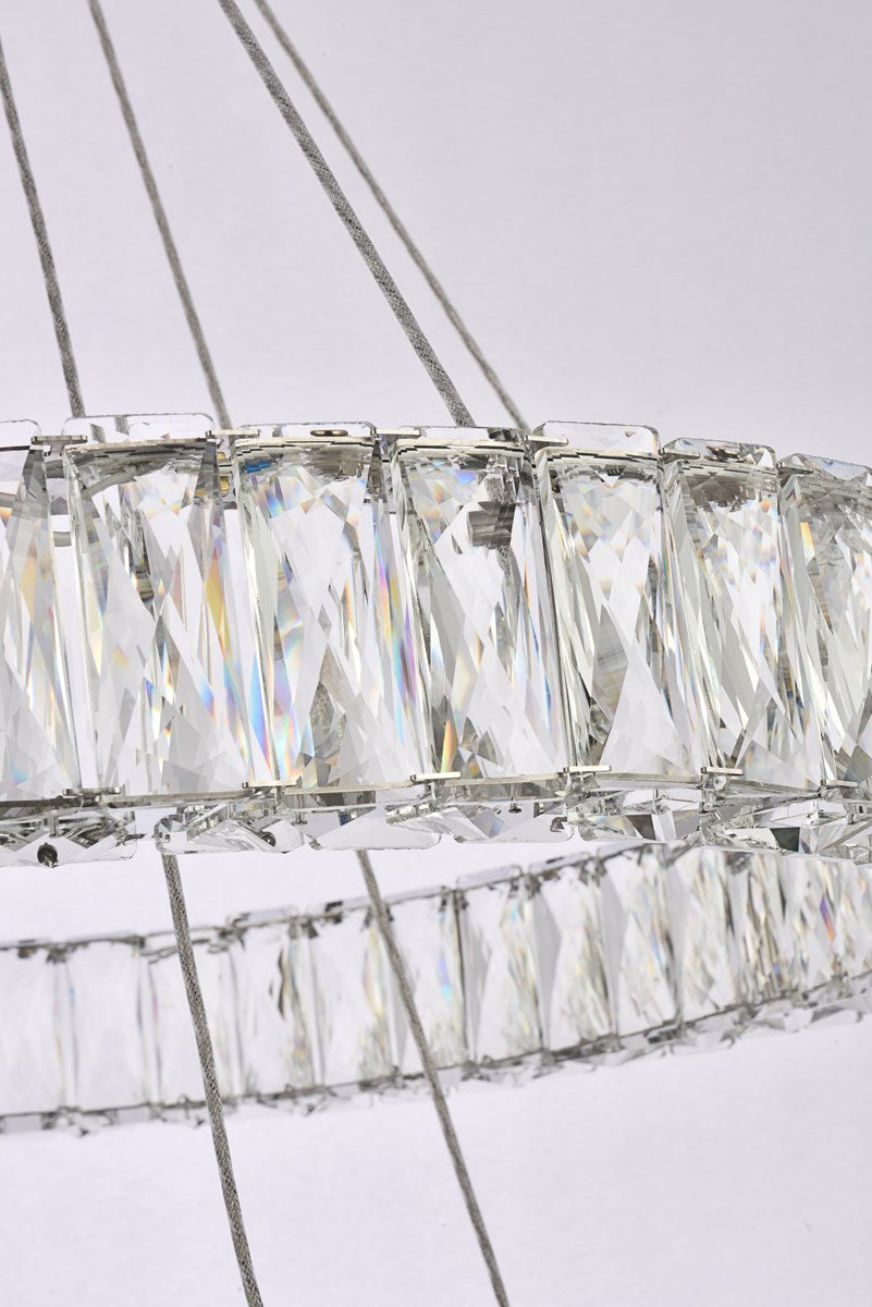 28 Inch Led Double Ring Chandelier In Chrome