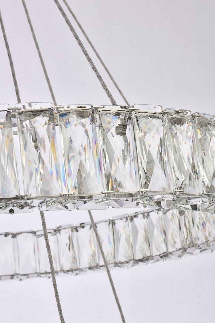 28 Inch Led Double Ring Chandelier In Chrome
