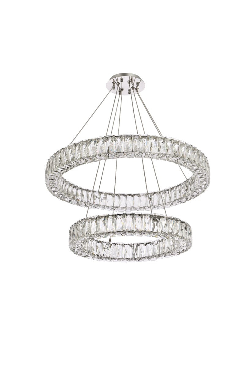 28 Inch Led Double Ring Chandelier In Chrome