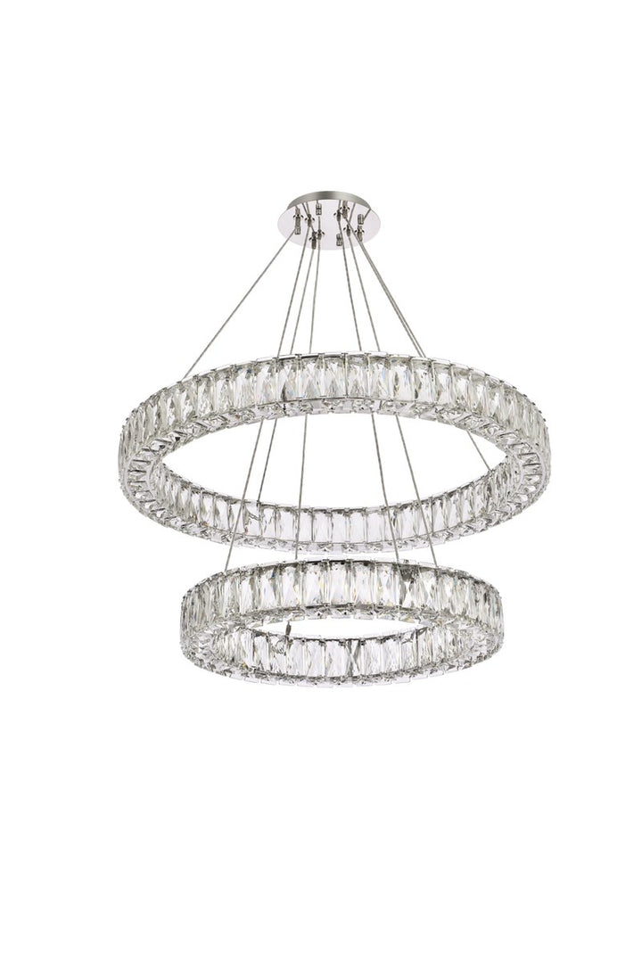 28 Inch Led Double Ring Chandelier In Chrome