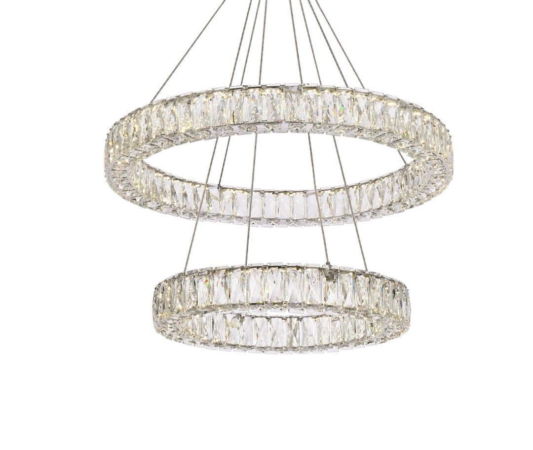 28 Inch Led Double Ring Chandelier In Chrome