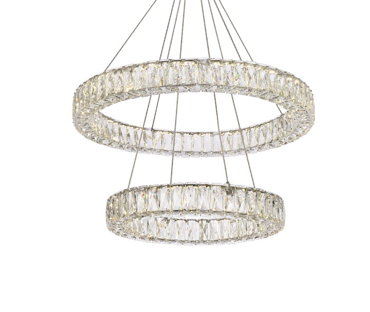28 Inch Led Double Ring Chandelier In Chrome