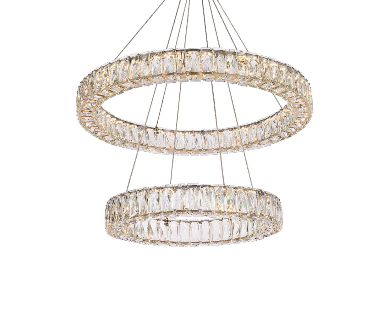 28 Inch Led Double Ring Chandelier In Gold