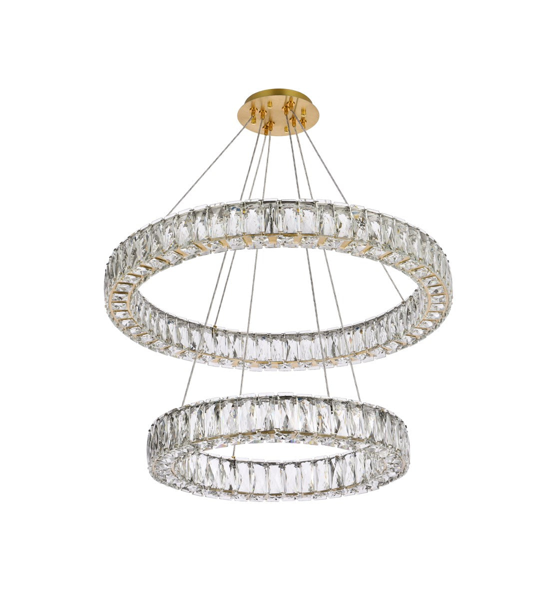 28 Inch Led Double Ring Chandelier In Gold