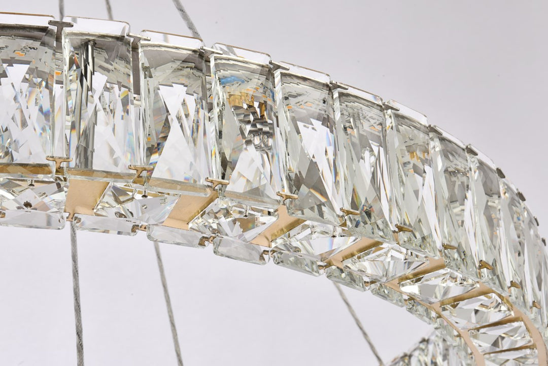 28 Inch Led Double Ring Chandelier In Gold
