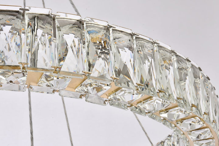 28 Inch Led Double Ring Chandelier In Gold