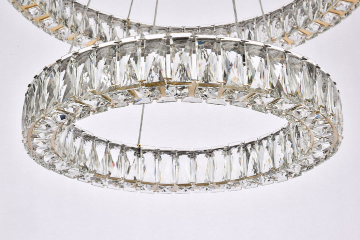 28 Inch Led Double Ring Chandelier In Gold