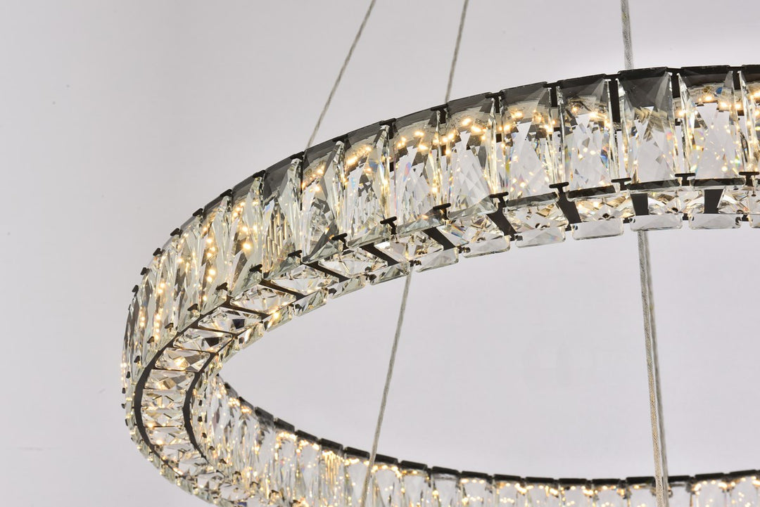 32 Inch Led Double Ring Chandelier In Black