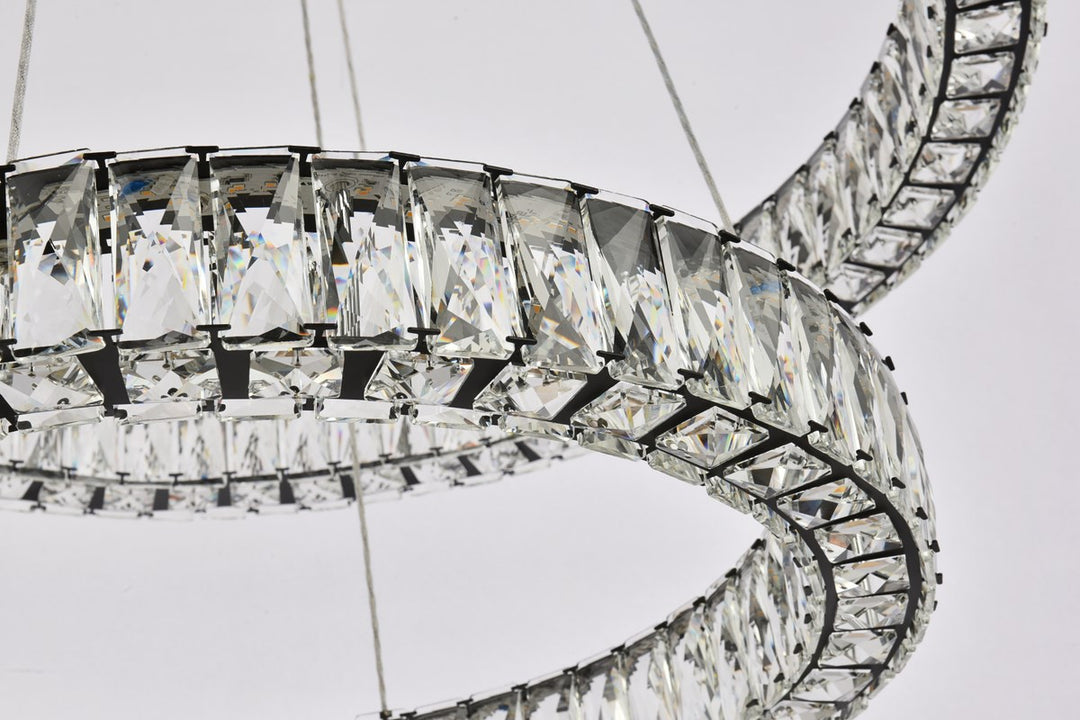 32 Inch Led Double Ring Chandelier In Black