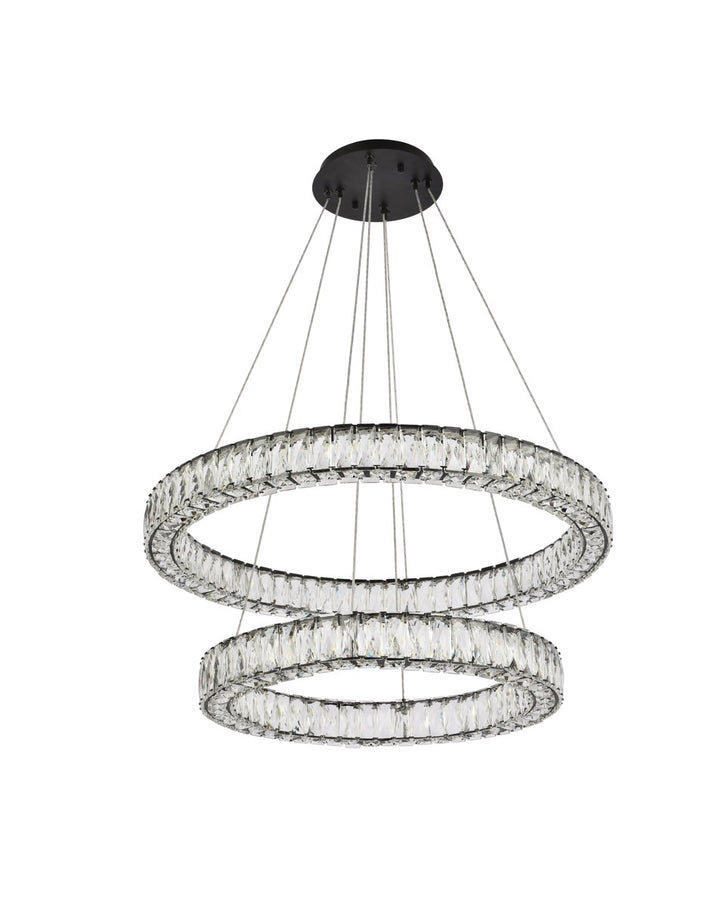 32 Inch Led Double Ring Chandelier In Black