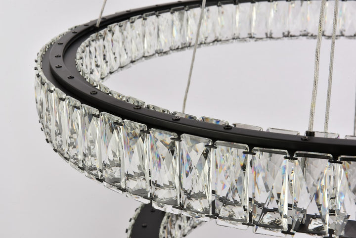 32 Inch Led Double Ring Chandelier In Black